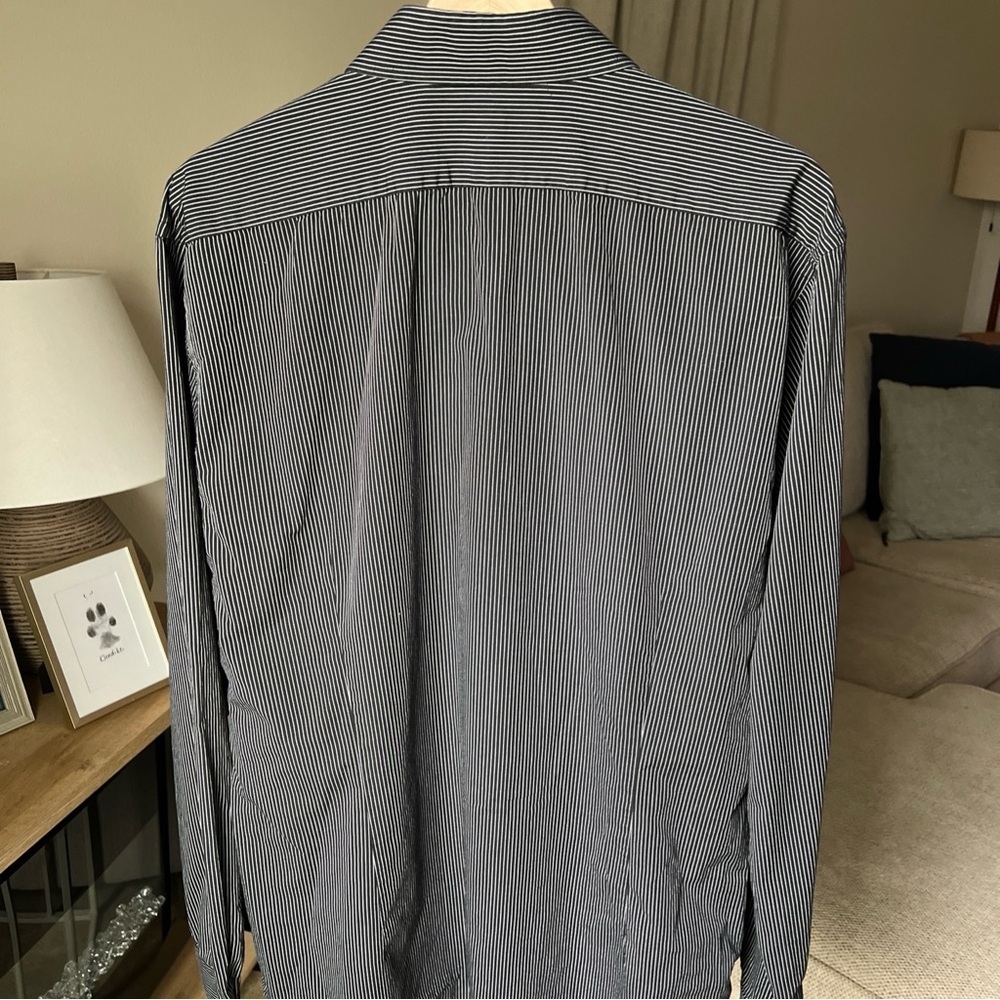Express Men’s Black/white Fitted Longsleeve Striped Button Up Size XL 17-17.5 - Picture 8 of 15